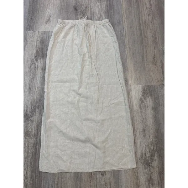 Song of Style Aimee Song‎ Linen Rayon Maxi Skirt Side Slit Beige Women Medium - Image 4