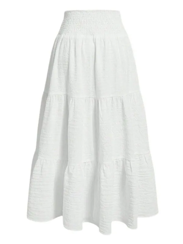 SheIn Solid Ruffle Hem Maxi Skirt in White, Size S - Image 2