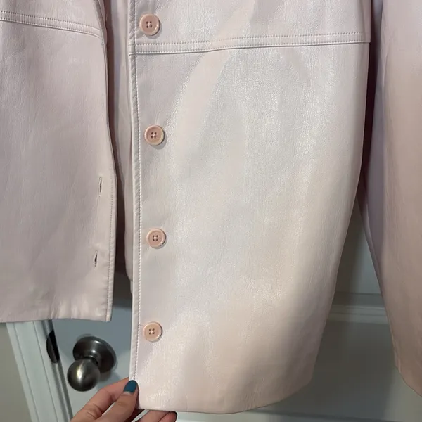 Aritzia Sunday Best Gabby Shirt Jacket Vegan Leather Shirt Jacket Pink - Image 7