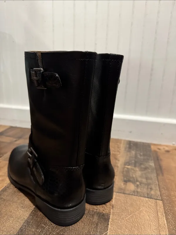 Naturalizer moto boots mid calf black leather 9 wide Genna - Image 3