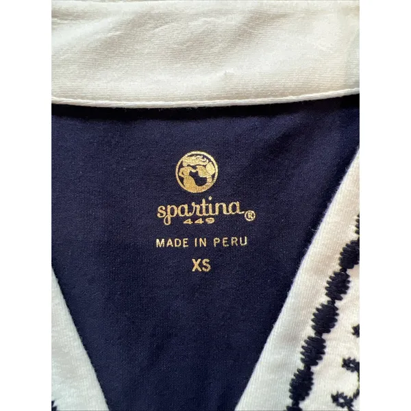 Spartina 449 Navy Blue & White Embroidered Dress Nautical Resort Preppy - Image 6