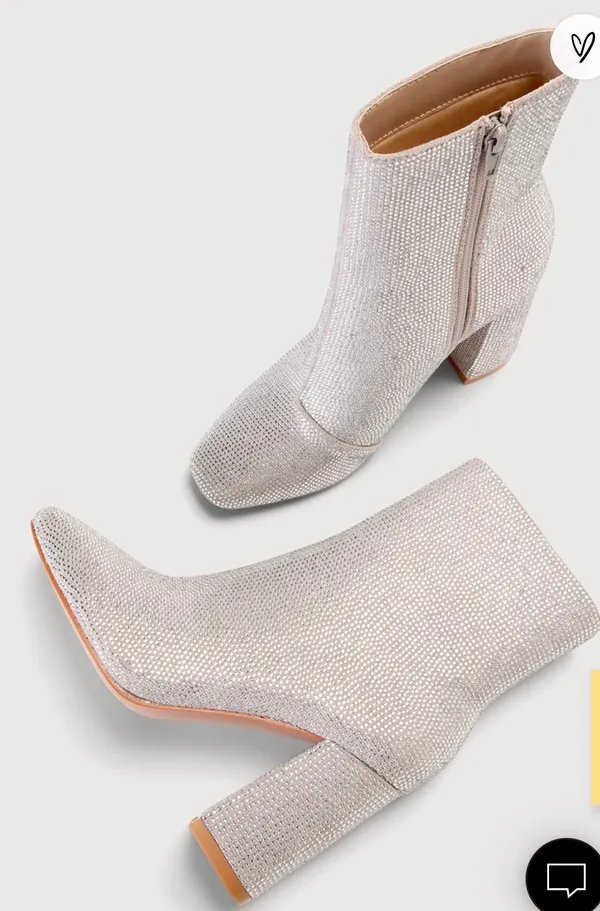 Lulus Silver Rhinestone Booties - Image 3