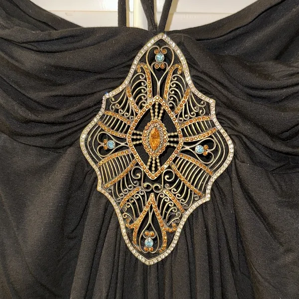 Miss Me Bejeweled Jersey Long Halter Top M - Image 3