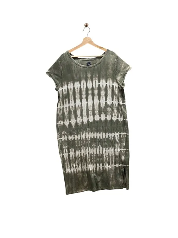 Gap Tie Dye T-Shirt Midi Dress Green Size XL Boho Casual Neutral Vacation Cute - Image 2