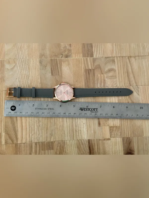 Monroe Classique by Maestro Luxury Watch Rose Gold Dial Gray Leather Strap NWOT - Image 12