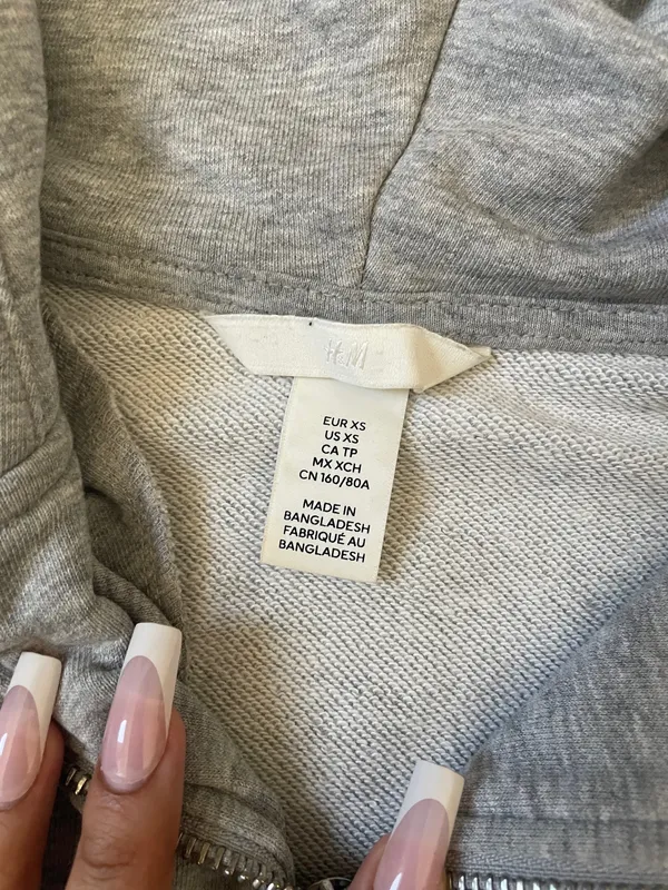 Grey Cropped Hoodie Gray Size XS - Image 3