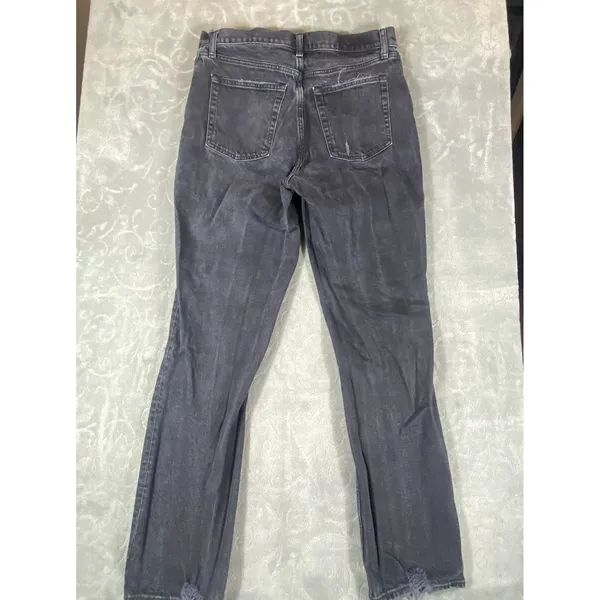 Abercrombie & Fitch 90s Straight Jeans‎ Womens 12/31 Ultra High Rise Rips Fringe - Image 3