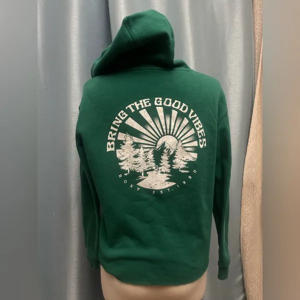 Roxy Forest Green Hoodie with Logo - Image 3