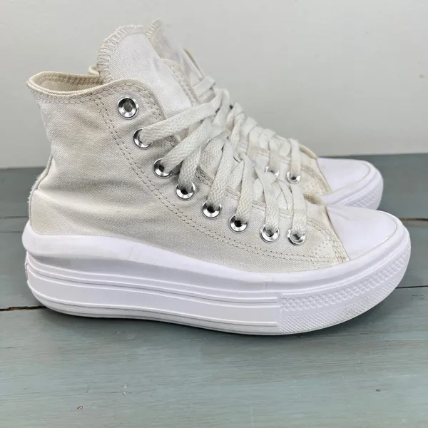 Converse Chuck Taylor All Star Move White Platform High Top Sneakers Womens 5 - Image 4