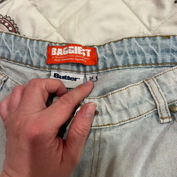 Butter Extra Baggy Light Blue Denim Jeans - Image 4