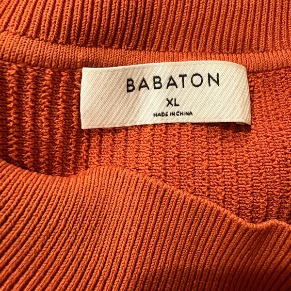 Aritzia Babaton halter sculpt knit ribbed mini dress sz XL Orange - Image 7