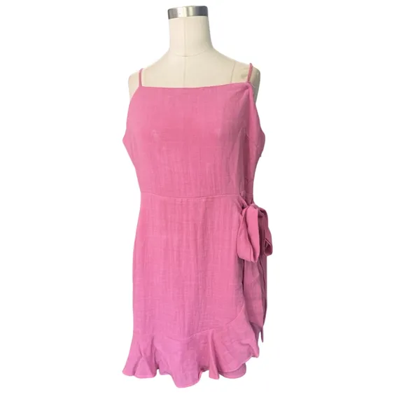 Cotton Candy LA Abbeline Bow Wrap Dress Pink Size L Womens Mini Party Cocktail⁠ - Image 13