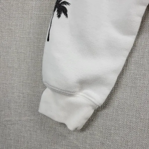 Billabong Windy Palms Womens Sweatshirt Size M White DIY Raw Cut Hem Crop Hoodie - Image 8