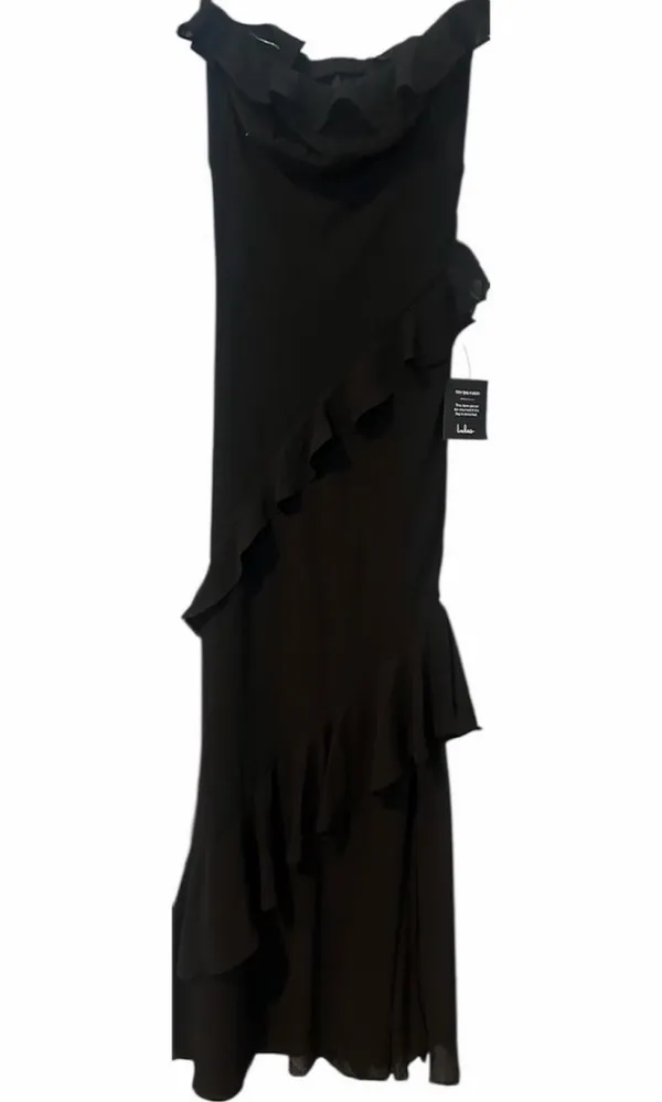 Lulus Black Maxi Dress Strapless Ruffled - Image 3