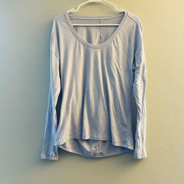 lululemon athletica Light Blue Scoop Neck Long Sleeve Top - Image 2