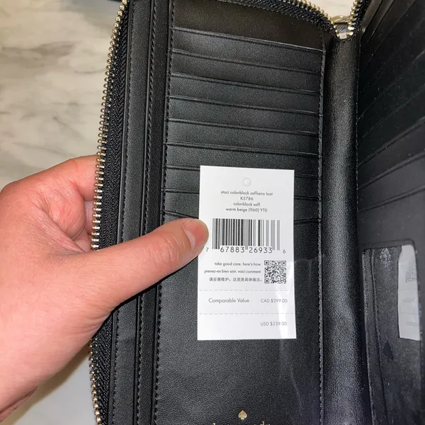 kate spade Black and Blush Zip-Around Wristlet Wallet - Image 6