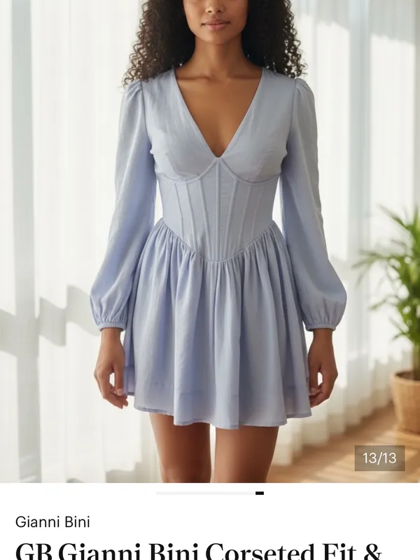 Gianni Bini Light Lavender Long-Sleeve Fit-and-Flare Dress Size Small - Image 2