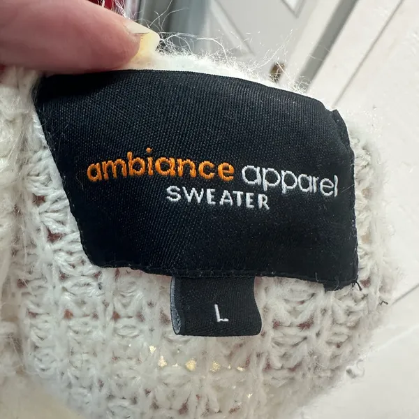 Ambiance Apparel Off White Cardigan Sweater Size Large EUC - Image 6