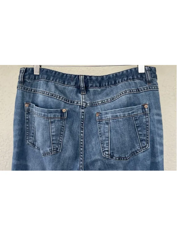 Free People Skylar Button Boho Hippie Bell Bottom Flare Jeans Size 30 Festival - Image 5