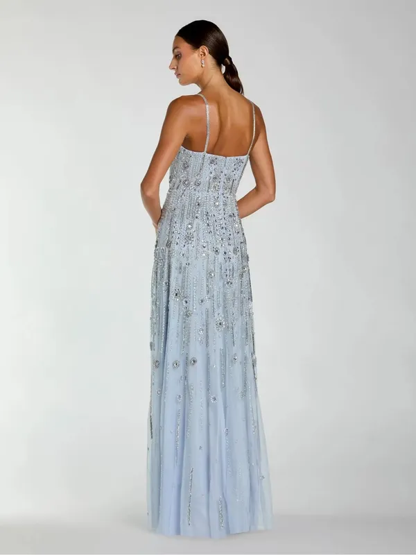 Mac Duggal 10157 Blue Rhinestone Embellished Sweetheart Neck A-Line Gown sz 4 - Image 2