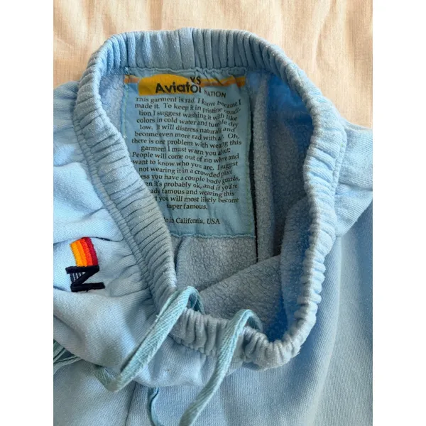Aviator Nation Jogger Sweatpants Blue Smiley Face Women's XS Happy - Image 4