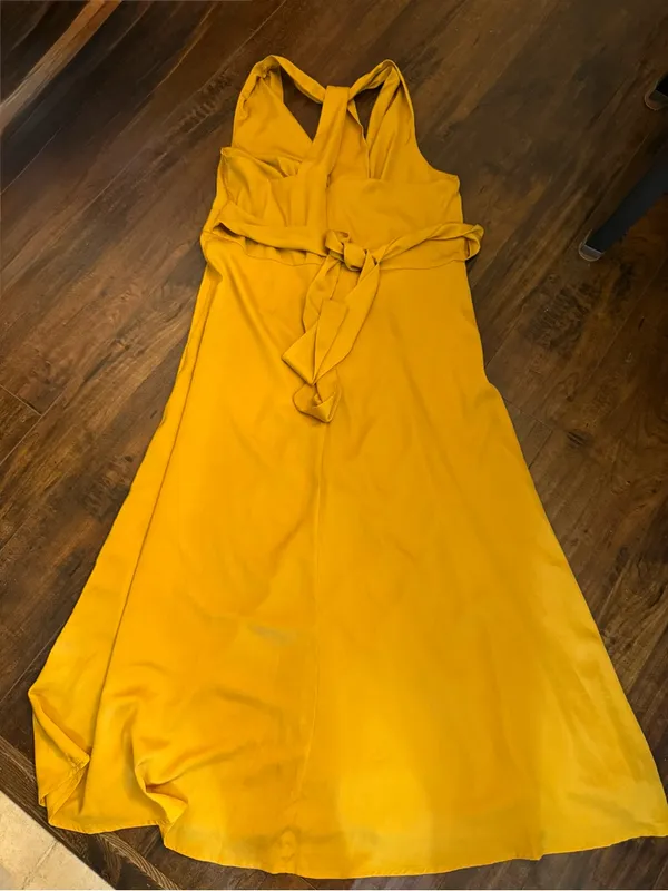 Banana Republic Gold Wrap Waist Halter Maxi Size 14 Dress - Image 6