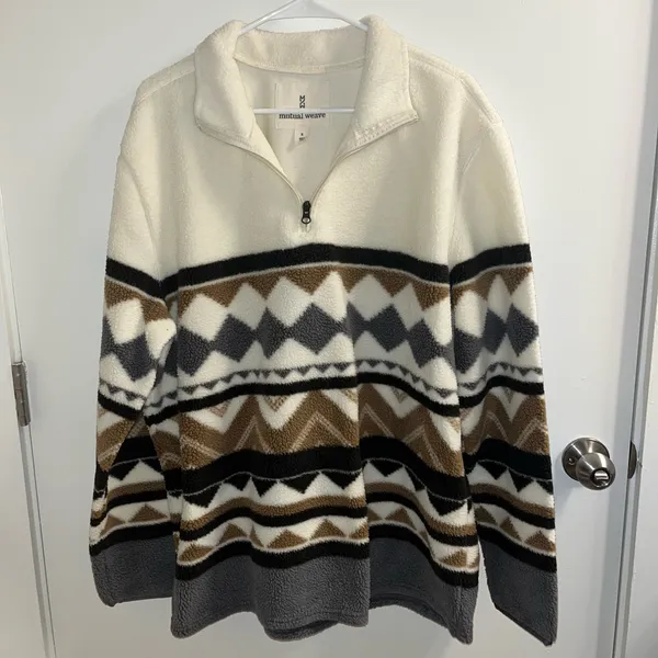 Mutual Weave Fleece Quarter Zip White Size XL - Image 2