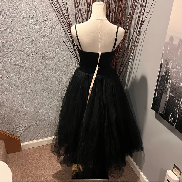 Nwt Oh Polly Black Tulle Sweetheart Neck Midi Dress Size 8 - Image 4