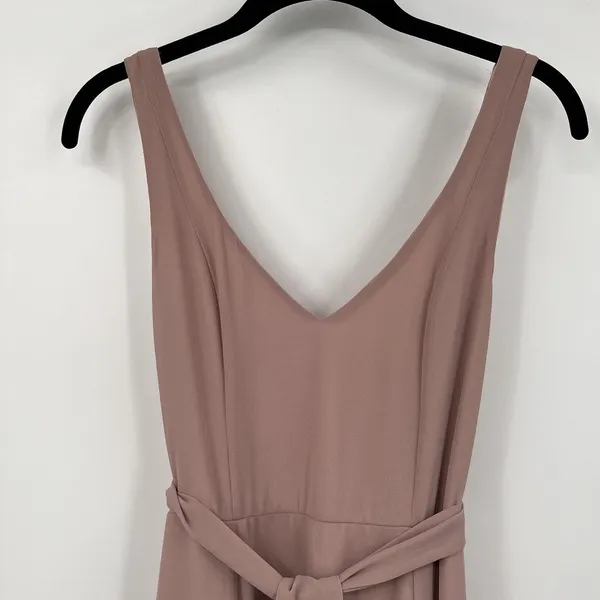 Show Me Your Mumu Jenn Maxi Bridesmaids Formal Dress Soft Beige Chiffon Sz Small - Image 3