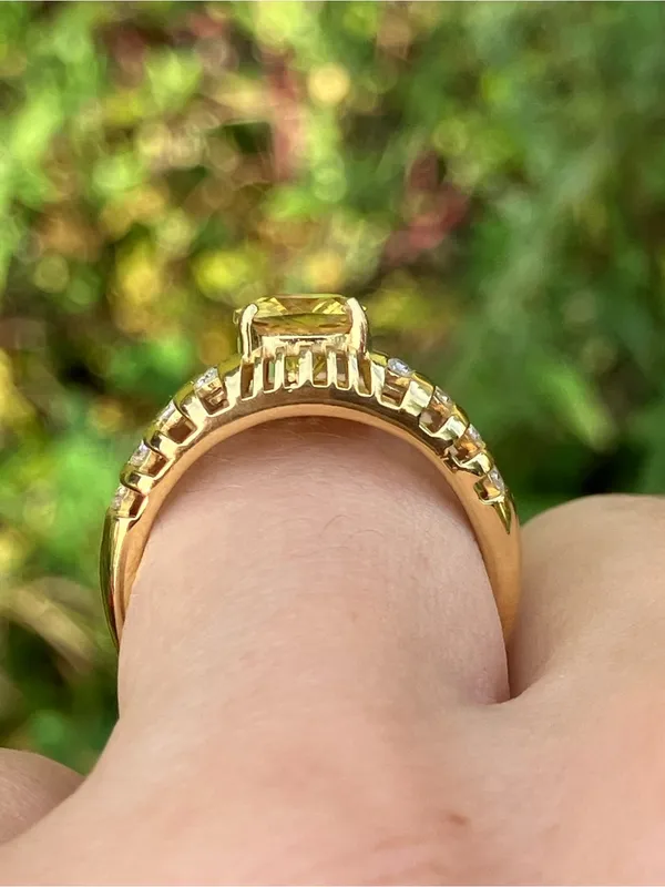 Golden Apatite Moissanite Ring Size 7 Gold - Image 2