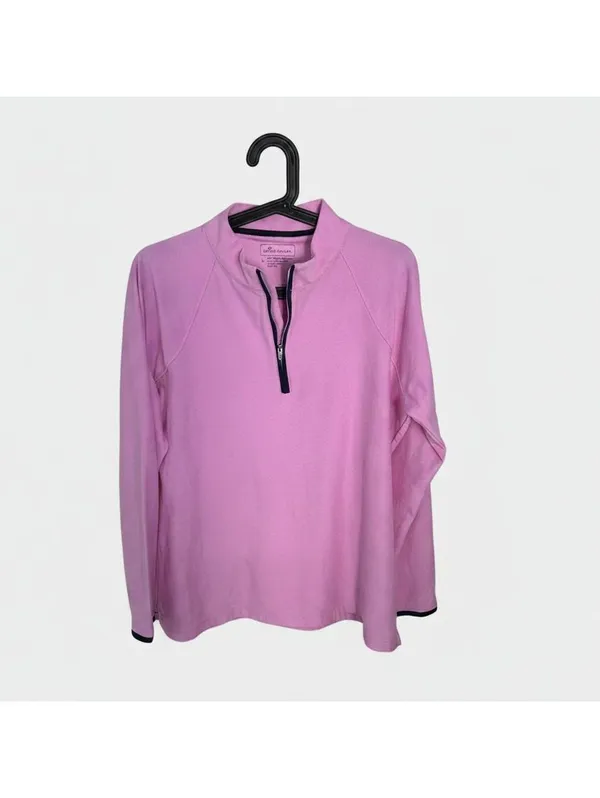 Peter Millar Women’s Pink Quarter Zip Performance Pullover Golf Tennis Preppy L - Image 2