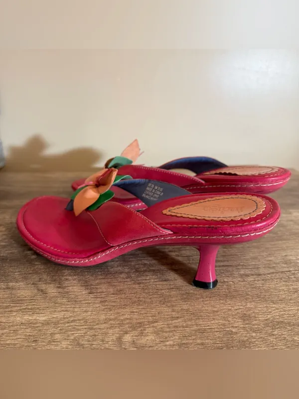 Y2K Indigo by Clark’s Leather Pink Fuchsia Kitten Heels Sandals Women’s Sz 9 - Image 4