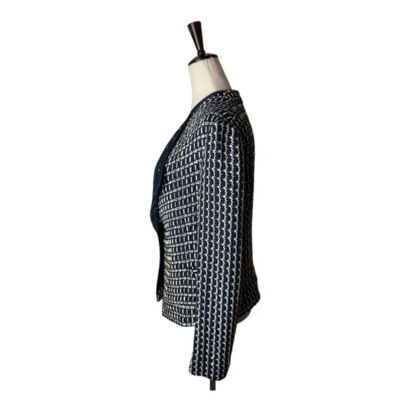 Carlisle New York Blazer Women‎ 6 Blue Tan Tweed Double Breasted Preppy Mature - Image 6