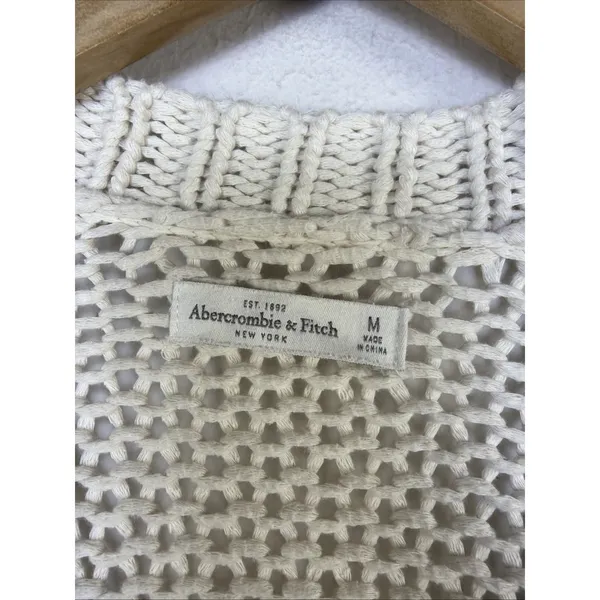 Abercrombie & Fitch Cream Cardigan Pockets medium cottagecore bohemian sweater - Image 6