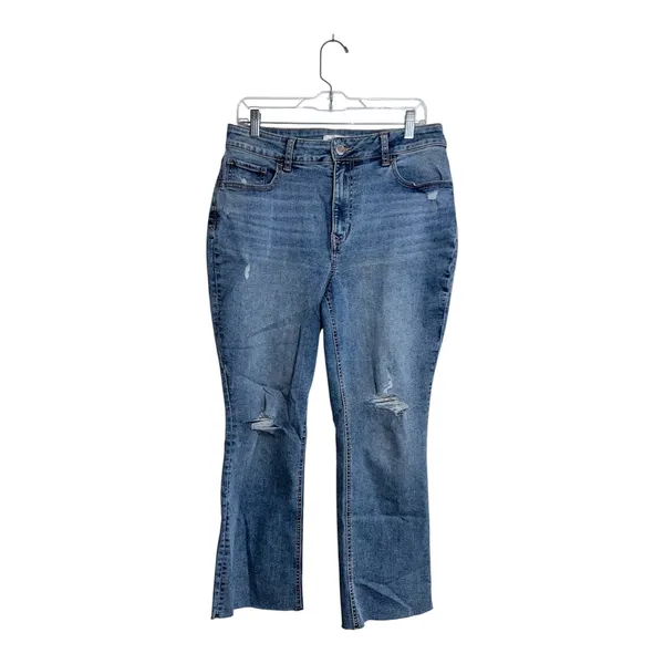 Maurices Kick Boot Ankle High Rise Jeans Medium Wash Ripped Western - Image 2