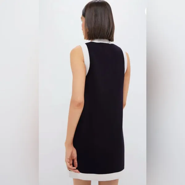 Tuckernuck Marie Dress Navy White Contrast Trim Knit Shift Mini XS - Image 3