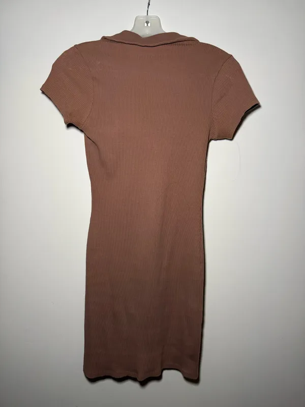 brown ribbed polo-style mini dress Golf Full Tilt Collared Women’s Small - Image 4