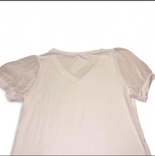 White Short Sleeve Top Size L - Image 3
