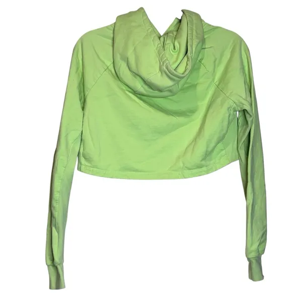 Gymshark Cropped Hoodie S Pullover Drawstrings Workout Gym Training‎ Lime Green - Image 2