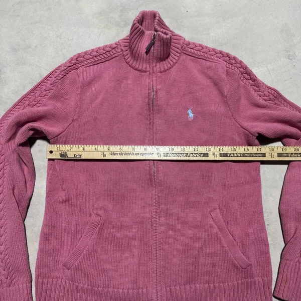 Ralph Lauren Sport Women's Chunky Cable Knit Full Zip Sweater Jacket Size Medium - Image 3