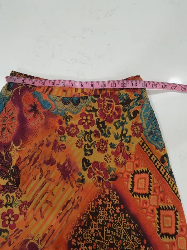 Coldwater Creek Orange Floral Patchwork Midi Skirt - Image 7