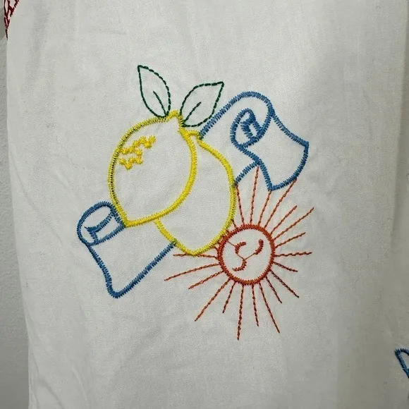 Jane‎ and Delancey White Embroidered Fruit Wine Sun Button Up Shirt Beachy Vacay - Image 8