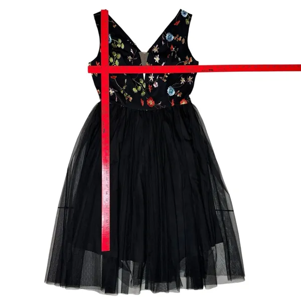 Vissavi Vintage Y2K 8 Tulle Illusion Mesh Dress Embroidered Floral Semi Formal‎ - Image 7