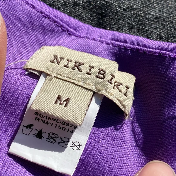 💜 Nikibiki Medium Plum Violet Purple Beaded Rhinestone Cut Out Bodycon Dress 💜 - Image 9