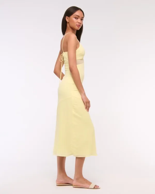 Abercrombie Tie-Back Sheer Slip Midi Dress - Image 2