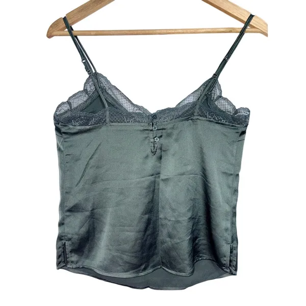 Abercrombie & Fitch Green Satin Lace Sleeveless Cami Camisole Tank Top Size XS - Image 2