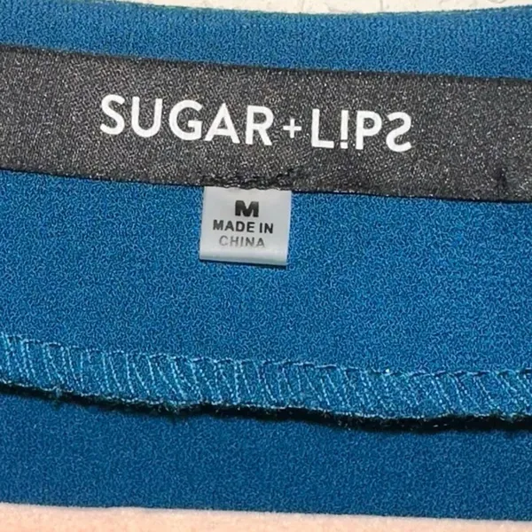 Sugar + Lips Teal Ruffle Bell Sleeve‎ Blouse V-Neck Flowy Top Medium - Image 4