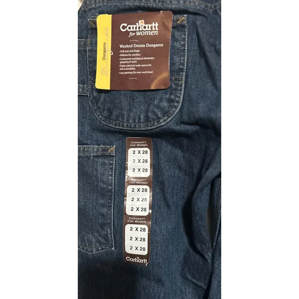 Carhartt For Women Midrise‎ Washed Denim Dungaree Jeans Size 2 x 28 - Image 5