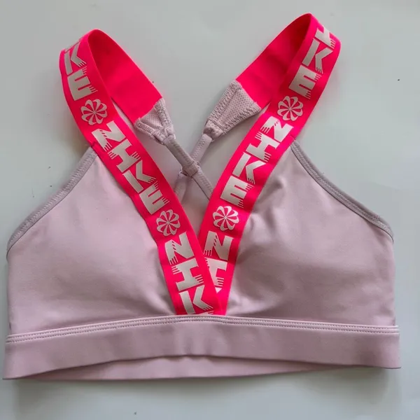 Nike Indy Icon Clash Sports Bra Large Logo Bright Barbie Pink Size Small - Image 2