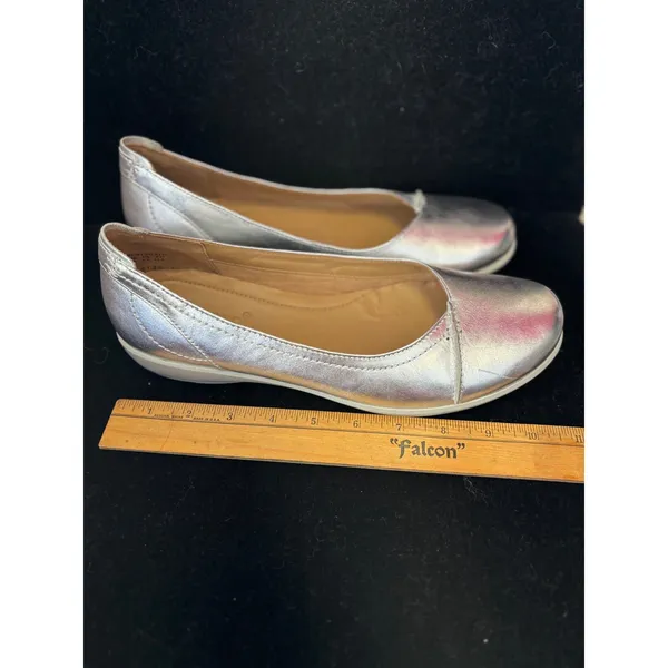 Hotter Robyn II Silver Metallic Leather Ballet Flats Shoes Womens 9.5 US 7.5 UK - Image 9